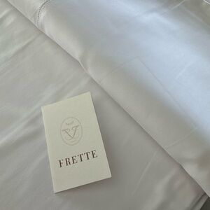 Frette Elegant White Sateen Cotton King Duvet Cover- with hidden button closure
